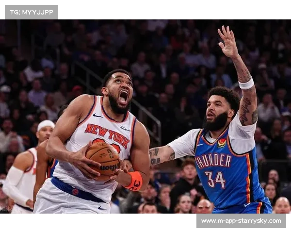 雷霆SGA与霍姆格伦高位挡拆精准打击尼克斯，霍姆格伦外弹三分拉空禁区